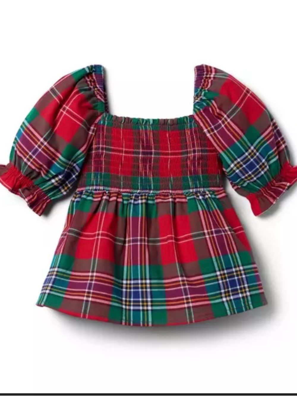 Janie and Jack Red & Green Plaid Smocked Top